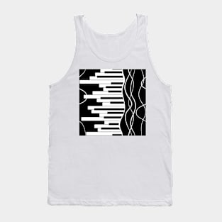 Piano and waves in black and white large scale Tank Top